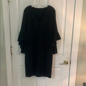 VfEmage Black Sheath Dress with Bell Sleeves